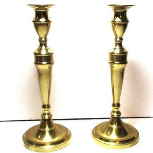 Pair Of Brass Candlesticks Colonial Revival Made In Japan MCM Home Decor